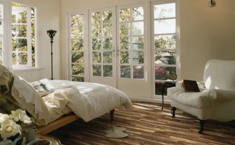 wood look flooring in bedroom